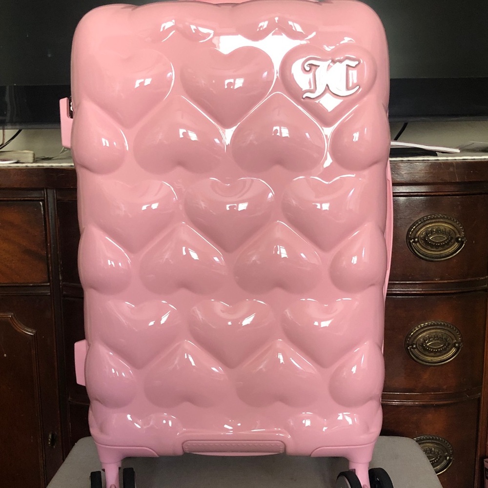 NEW Juicy Couture 21” Light Pink Heart-Embossed Hard Shell Carry-On